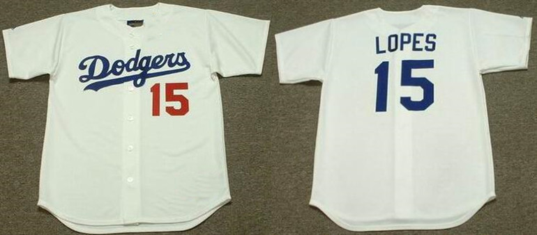 Personalized Men’s Los Angeles Dodgers #15 Davey Lopes White 1981 Throwback Stitched Baseball Jersey