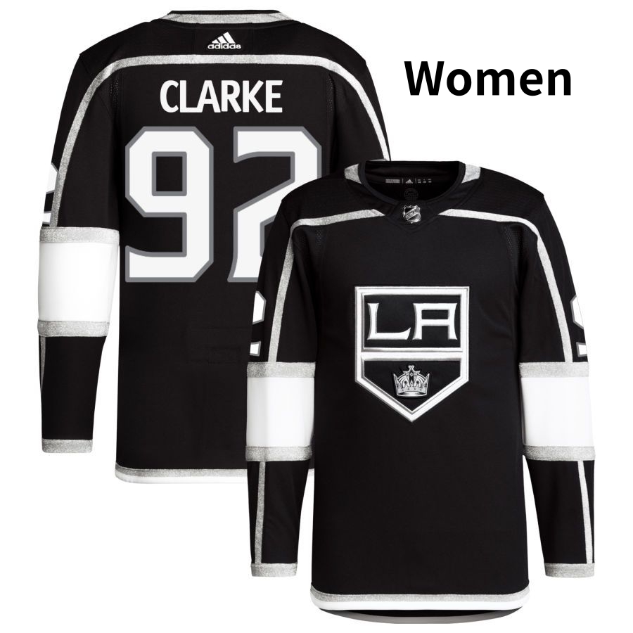 Personalized Women Los Angeles Kings #92 Brandt Clarke Black Home Hockey Jersey