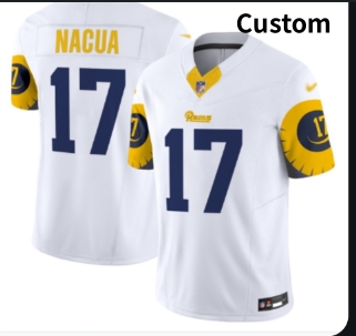 Personalized Custom Rams white Limited Jersey