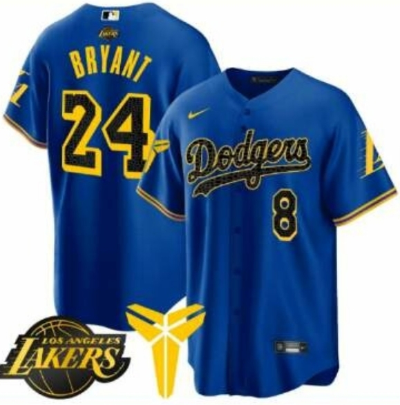 Personalized Men’s Dodgers #24 Bryant Blue Cool Base Mamba Jersey V2