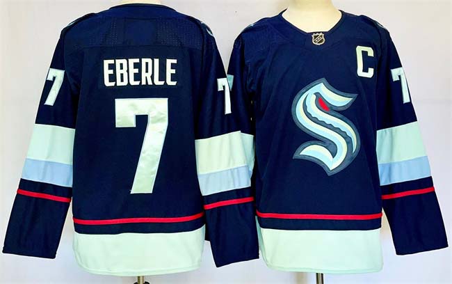 Personalized Men’s Seattle Kraken #7 Jordan Eberle Navy 2024-25 Home Stitched Hockey Jersey