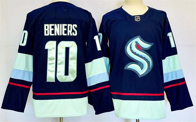 Personalized Men’s Seattle Kraken #10 Matty Beniers Navy 2024-25 Home Stitched Hockey Jersey