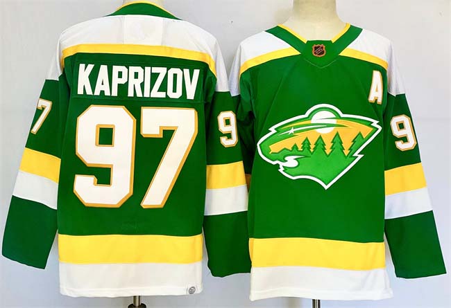 Personalized Men’s Minnesota Wild #97 Kirill Kaprizov Green 2024-25 Alternate With A Patch Stitched Hockey Jersey