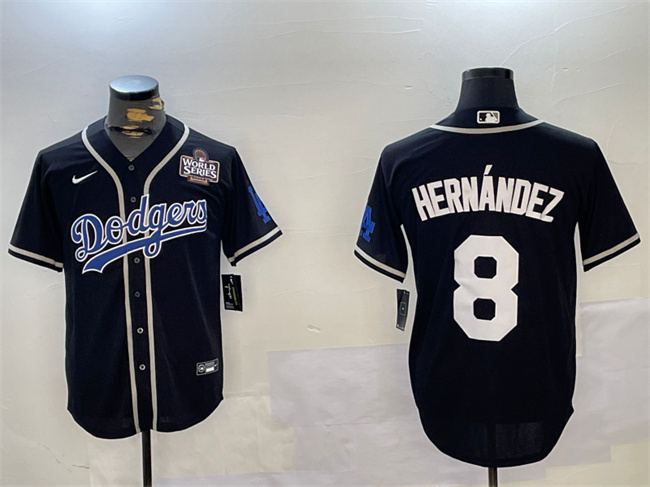 Personalized Men’s Los Angeles Dodgers #8 Enrique Hernandez Black 2024 World Series Cool Base Stitched Baseball Jersey