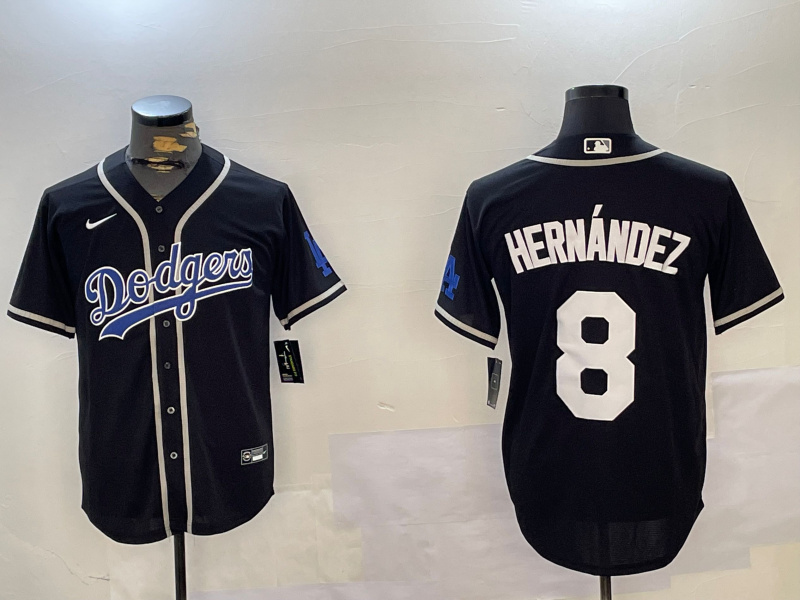 Personalized Men’s Los Angeles Dodgers #8 Enrique Hernandez Black 2024 World Series Cool Base Stitched Baseball Jerseys