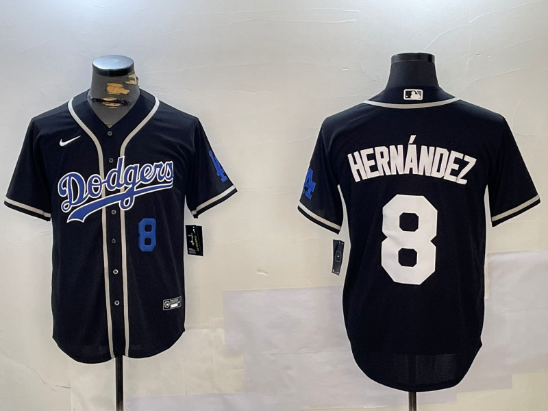 Personalized Men’s Los Angeles Dodgers #8 Enrique Hernandez Black 2024 World Series Cool Base Stitched Baseball Jerseys