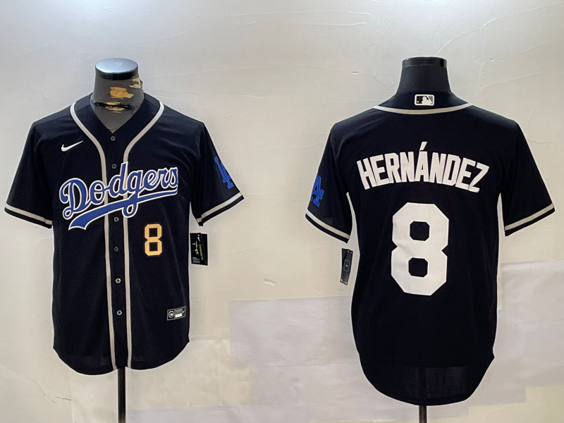 Personalized Men’s Los Angeles Dodgers #8 Enrique Hernandez Black 2024 World Series Cool Base Stitched Baseball Jerseys
