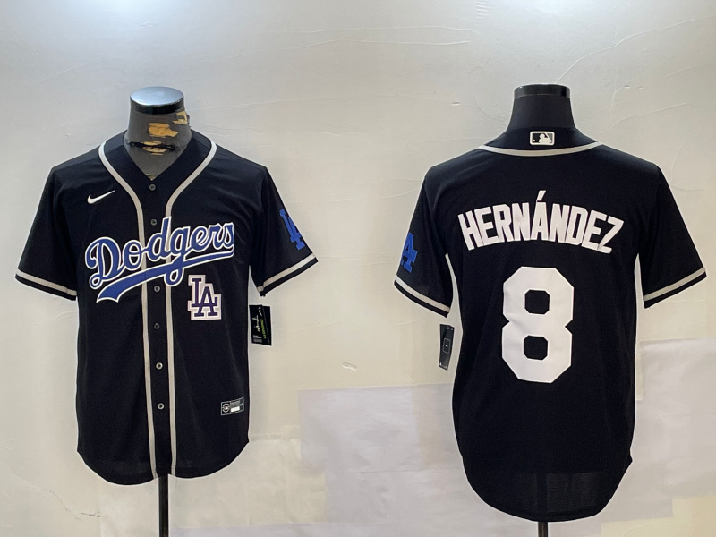 Personalized Men’s Los Angeles Dodgers #8 Enrique Hernandez Black 2024 World Series Cool Base Stitched Baseball Jerseys