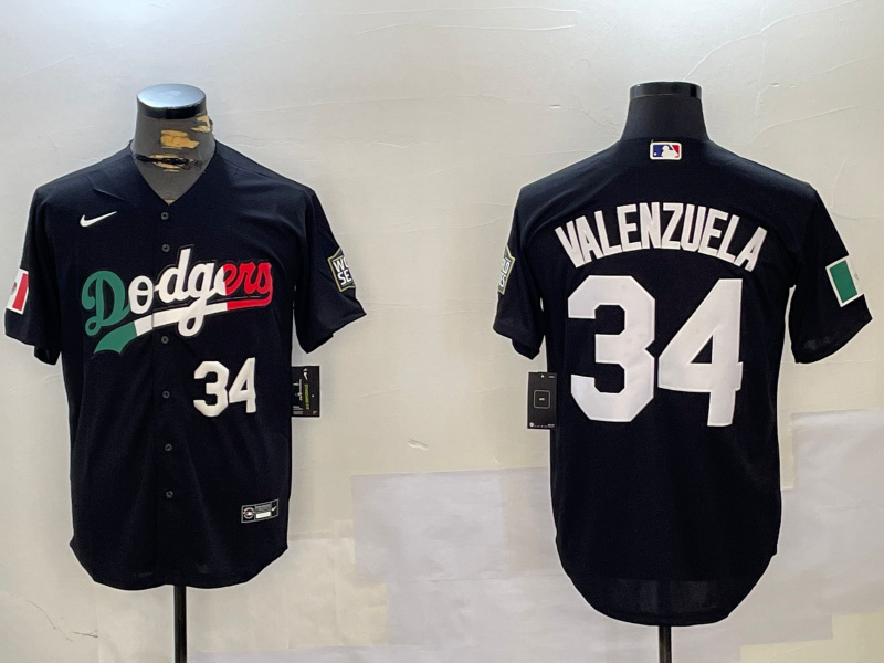 Personalized Men’s Los Angeles Dodgers #34 Toro Valenzuela Black Mexico 2024 World Series With No. 34 Patch Cool Base Stitched Baseball Jerseys