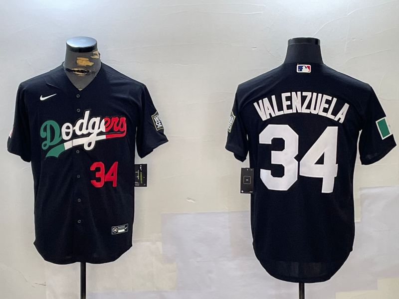Personalized Men’s Los Angeles Dodgers #34 Toro Valenzuela Black Mexico 2024 World Series With No. 34 Patch Cool Base Stitched Baseball Jerseys