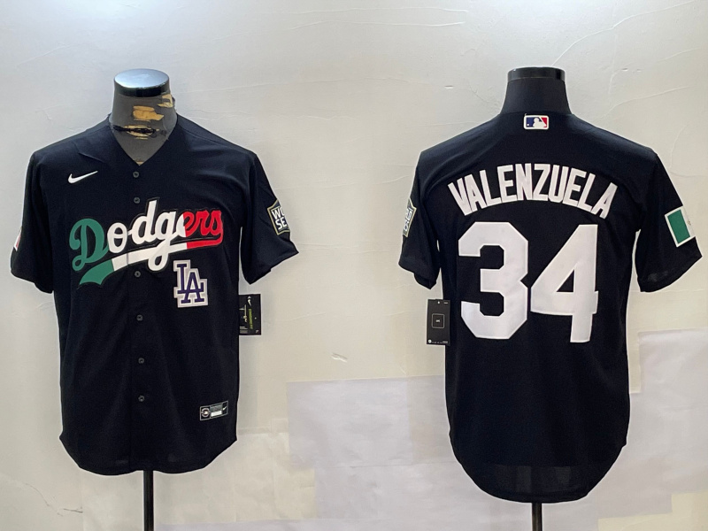 Personalized Men’s Los Angeles Dodgers #34 Toro Valenzuela Black Mexico 2024 World Series With No. 34 Patch Cool Base Stitched Baseball Jerseys