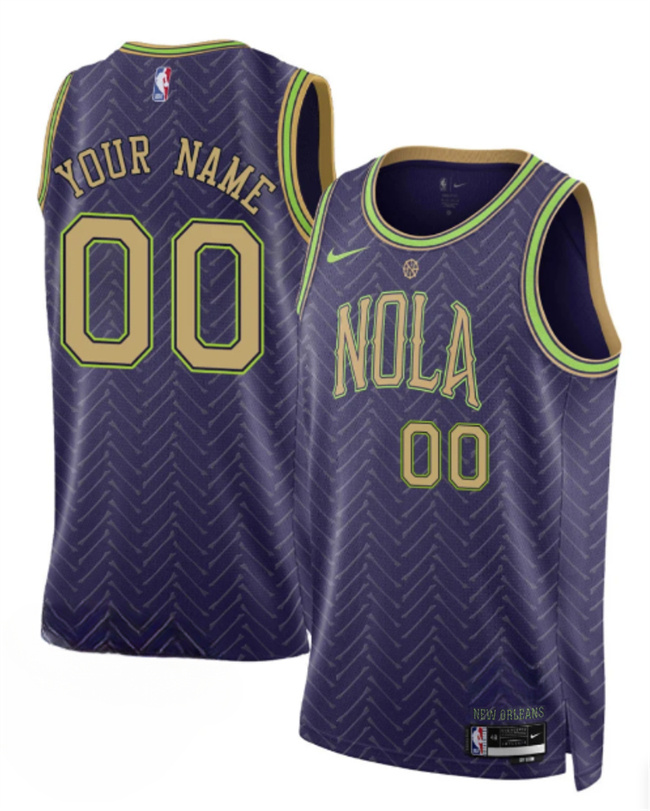 Personalized Men’s New Orleans Pelicans Active Player Purple 2024-25 City Ediiton Stitched Basketball Jersey