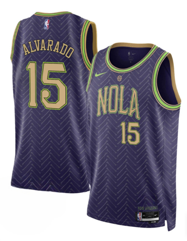 Personalized Men’s New Orleans Pelicans #15 Jose Alvarado Purple 2024-25 City Ediiton Stitched Basketball Jersey