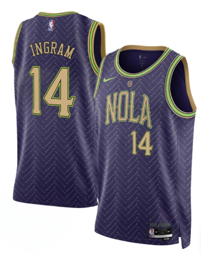 Personalized Men’s New Orleans Pelicans #14 Brandon Ingram Purple 2024-25 City Ediiton Stitched Basketball Jersey