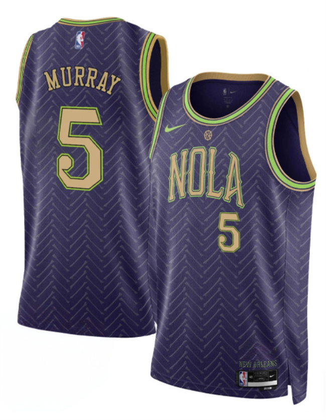 Personalized Men’s New Orleans Pelicans #5 Dejounte Murray Purple 2024-25 City Ediiton Stitched Basketball Jersey