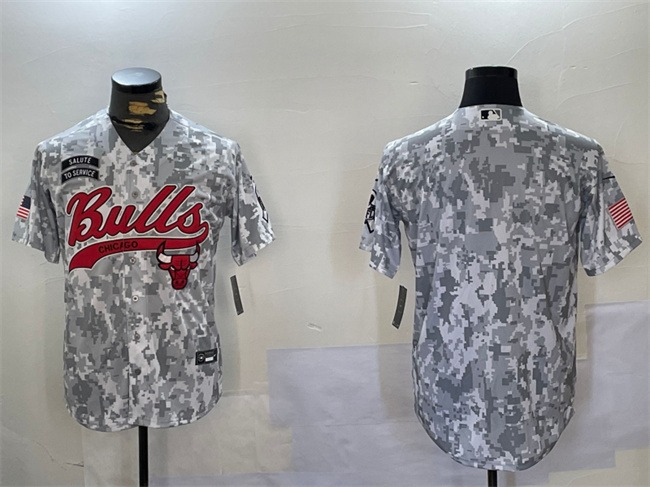 Personalized Men’s Chicago Bulls Blank 2024 Arctic Camo Salute To Service Stitched Baseball Jersey