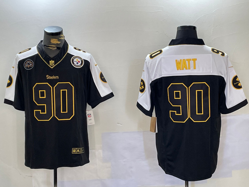 Personalized Men’s Pittsburgh Steelers #90 T. J. Watt Black Team Color Stitched NFL Untouchable Limited Jerseys