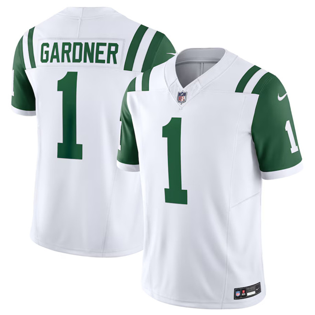 Personalized Men’s New York Jets #1 Ahmad Sauce Gardner White 2024 Classic Alternate F.U.S.E. Limited Stitched Football Jersey