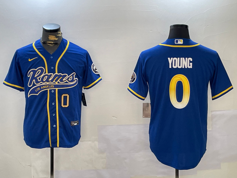 Personalized Men’s Los Angeles Rams #0 Byron Young Royal Cool Base Stitched Baseball Jerseys