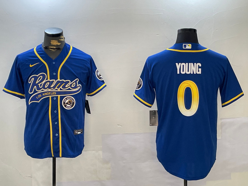 Personalized Men’s Los Angeles Rams #0 Byron Young Royal Cool Base Stitched Baseball Jerseys