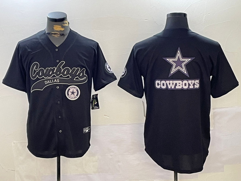 Personalized Men’s Dallas Cowboys Team Big Logo Black With Patch Cool Base Stitched Baseball Jerseys