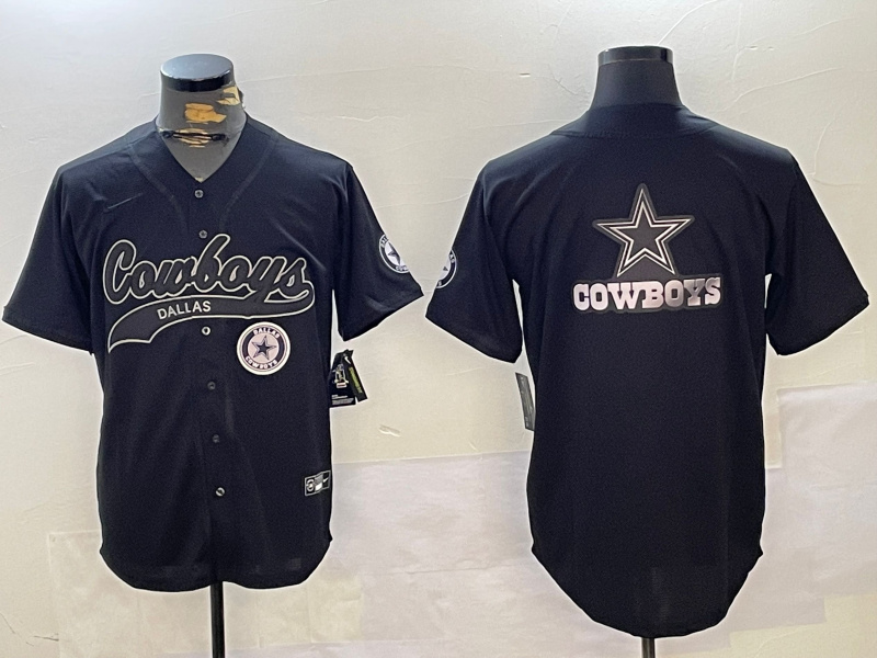 Personalized Men’s Dallas Cowboys Team Big Logo Black With Patch Cool Base Stitched Baseball Jerseys