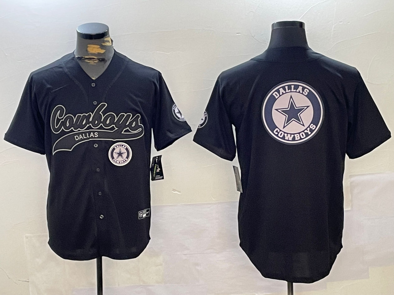 Personalized men’s dallas cowboys team big logo black with patch cool base stitched baseball Jerseys