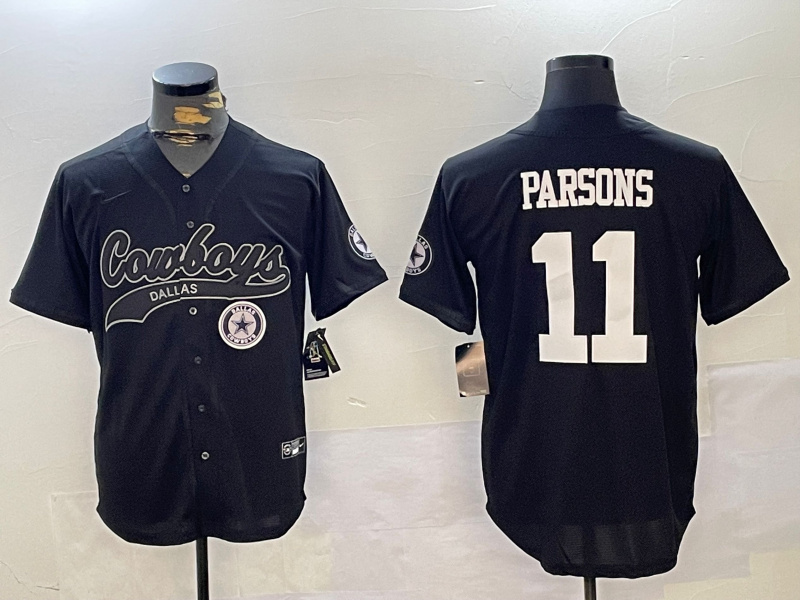 Personalized Men’s Dallas Cowboys #11 Micah Parsons Black With Patch Cool Base Stitched Baseball Jerseys