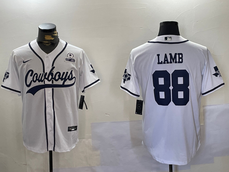 Personalized Men’s Dallas Cowboys #88 CeeDee Lamb White 2022 Olive Salute To Service Cool Base Stitched Baseball Jerseys
