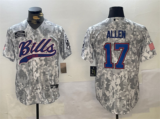 Personalized Men’s Buffalo Bills #17 Josh Allen 2024 Arctic Camo Salute To Service Stitched Baseball Jersey