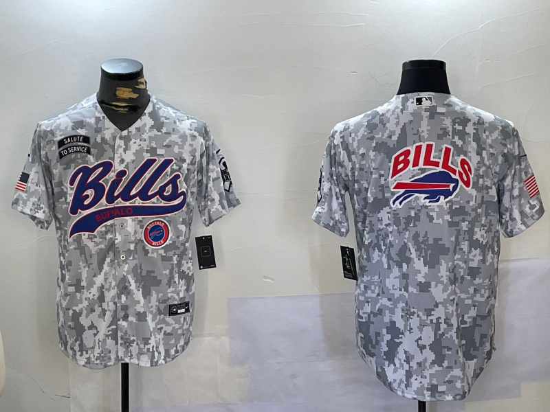 Personalized Men’s Buffalo Bills Team Big Logo 2024 Arctic Camo Salute To Service Stitched Baseball Jerseys