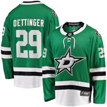 Personalized Men’s Dallas Stars #29 Jake Oettinger Green Home Stitched Hockey Jersey