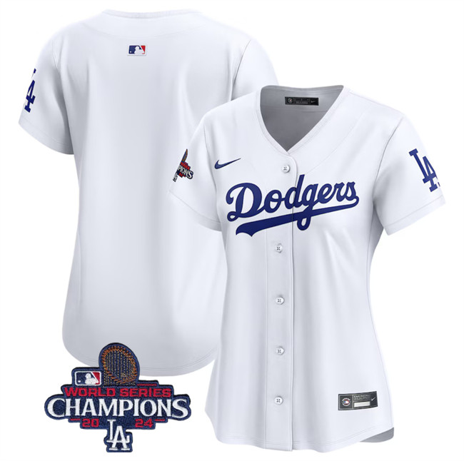 Personalized Women’s Los Angeles Dodgers Blank White 2024 World Series Champions Home Limited Stitched Baseball Jersey(Run Small)