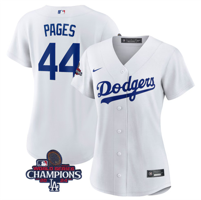 Personalized Women’s Los Angeles Dodgers #44 Andy Pages White 2024 World Series Champions Cool Base Stitched Baseball Jersey(Run Small)