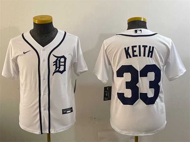 Personalized Youth Detroit Tigers #33 Colt Keith White Cool Base Stitched Baseball Jersey