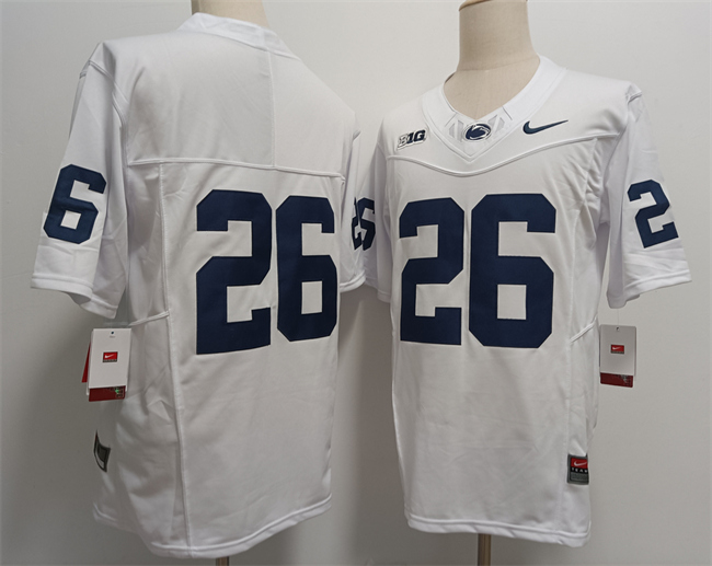 Personalized Men’s Penn State Nittany Lions #26 Saquon Barkley White 2024 F.U.S.E. Stitched Jersey