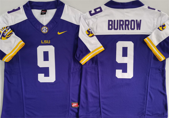 Personalized Men’s LSU Tigers #9 Joe Burreaux Purple White F.U.S.E. Stitched Jersey
