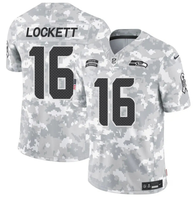 Personalized Youth Seattle Seahawks #16 Tyler Lockett 2024 F.U.S.E Arctic Camo Salute To Service Limited Stitched Football Jersey