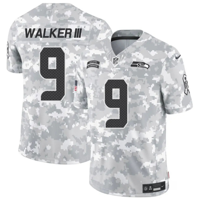 Personalized Youth Seattle Seahawks #9 Kenneth Walker III 2024 F.U.S.E Arctic Camo Salute To Service Limited Stitched Football Jersey