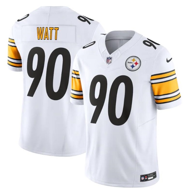 Personalized Youth Pittsburgh Steelers #90 T. J. Watt White 2023 F.U.S.E. Untouchable Limited Stitched Football Jersey