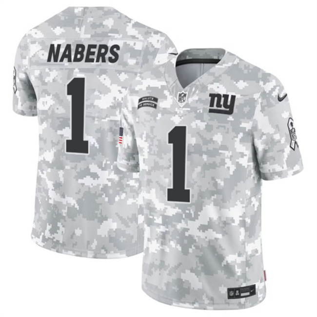 Personalized Youth New York Giants #1 Malik Nabers 2024 F.U.S.E Arctic Camo Salute To Service Limited Stitched Football Jersey
