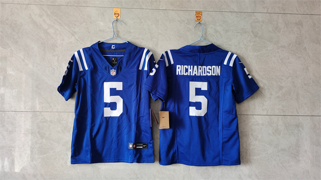 Personalized Youth Indianapolis Colts #5 Anthony Richardson Blue 2024 F.U.S.E. Untouchable Limited Stitched Football Jersey