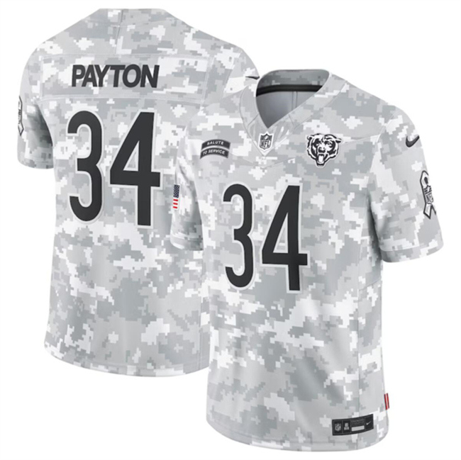 Personalized Youth Chicago Bears #34 Walter Payton 2024 F.U.S.E Arctic Camo Salute To Service Limited Stitched Football Jersey