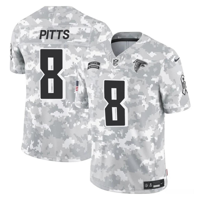 Personalized Youth Atlanta Falcons #8 Kyle Pitts 2024 F.U.S.E Arctic Camo Salute To Service Limited Stitched Football Jersey