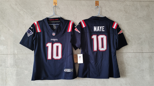 Personalized Women’s New England Patriots #10 Drake Maye 2024 F.U.S.E. Navy Untouchable Limited Stitched Jersey(Run Small)