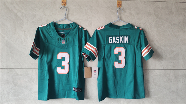 Personalized Women’s Miami Dolphins #3 Myles Gaskin Aqua 2024 F.U.S.E Untouchable Stitched Jersey(Run Small)