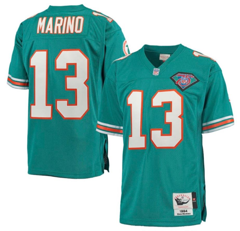 Personalized Men’s Miami Dolphins Active Player Mitchell & Ness Aqua Throwback Jersey