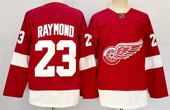 Personalized Men’s Detroit Red Wings #23 Lucas Raymond Red 2024-25 Home Stitched Jersey