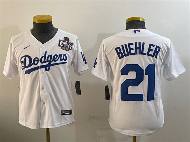 Personalized Women’s Los Angeles Dodgers #21 Walker Buehler White 2024 World Series Cool Base Stitched Baseball Jersey(Run Small)