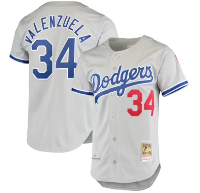 Personalized Men’s Los Angeles Dodgers #34 Toro Valenzuela Grey With Patch Cool Base Stitched Baseball Jersey